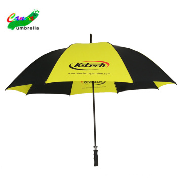dhl azul y amarillo promoción paraguas de golf con material de mango de madera